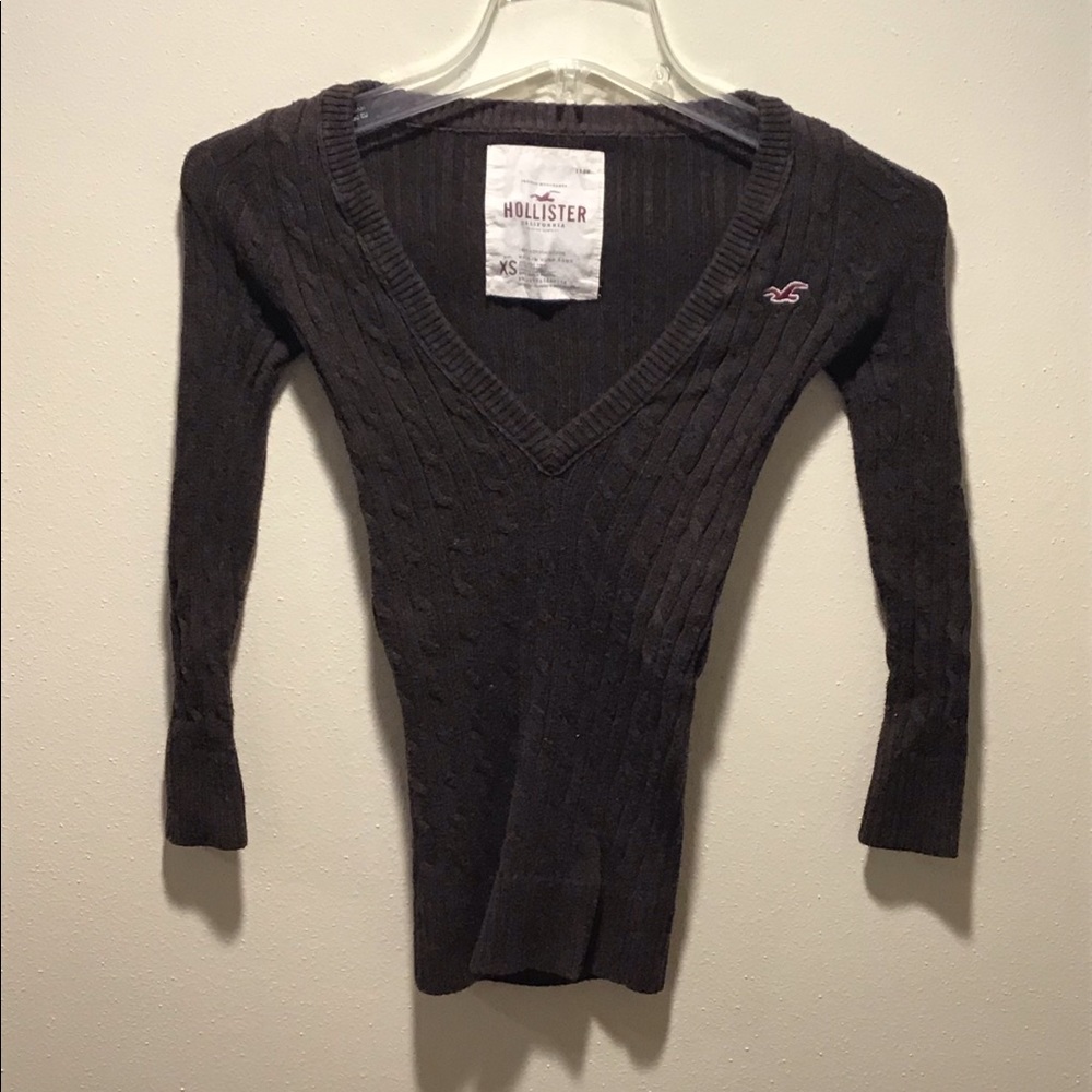 Brown 3/4 sleeve Hollister top